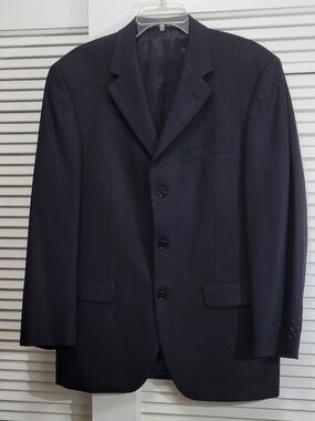 Andrew Fezza Men's Black Stretch Single-Breasted Suit Jacket 39R Three-Button